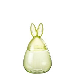 Bonbonnière lapin en verre vert 20x20x34 cm