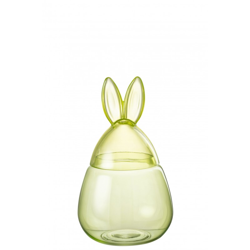 Bonbonnière lapin en verre vert 20x20x34 cm