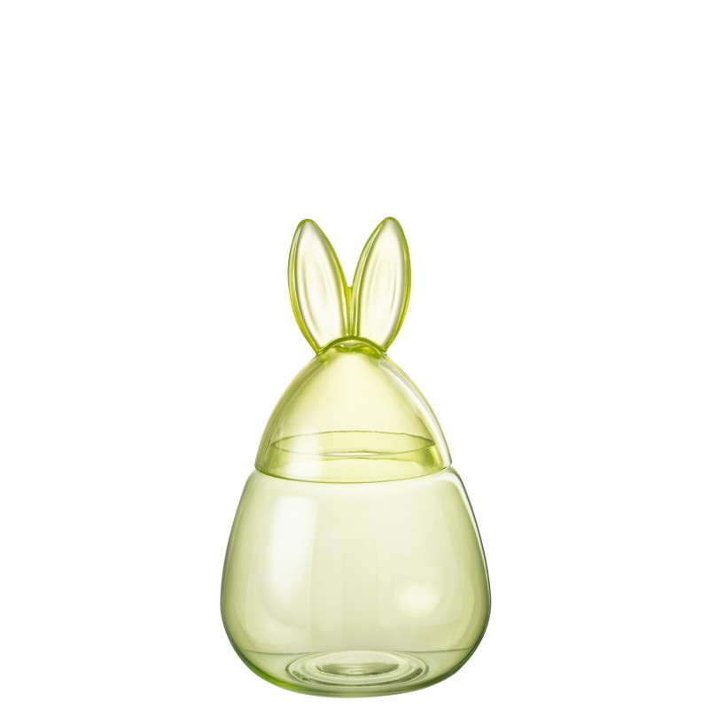 Bonbonnière lapin en verre vert 20x20x34 cm