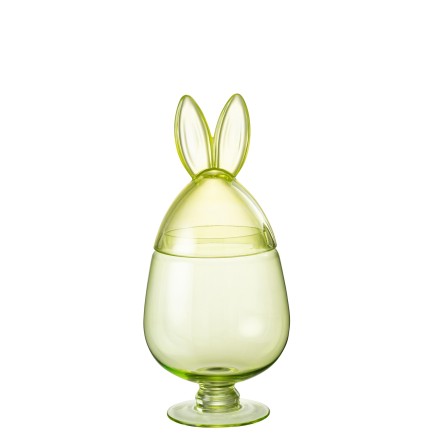 Bonbonnière lapin en verre vert 17x17x38 cm