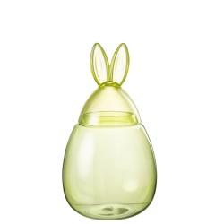 Bonbonnière lapin en verre vert 23x23x39 cm