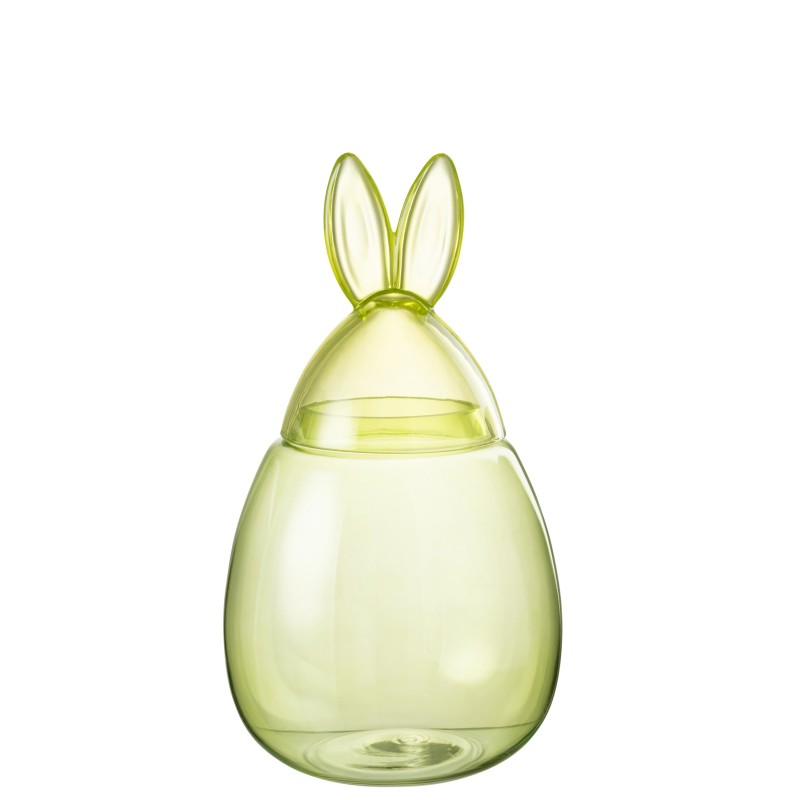 Bonbonnière lapin en verre vert 23x23x39 cm