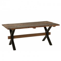 Table vieillie en bois marron 180x89x76 cm