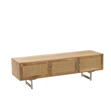 Mueble de TV de madera natural de 120x43x49 cm.