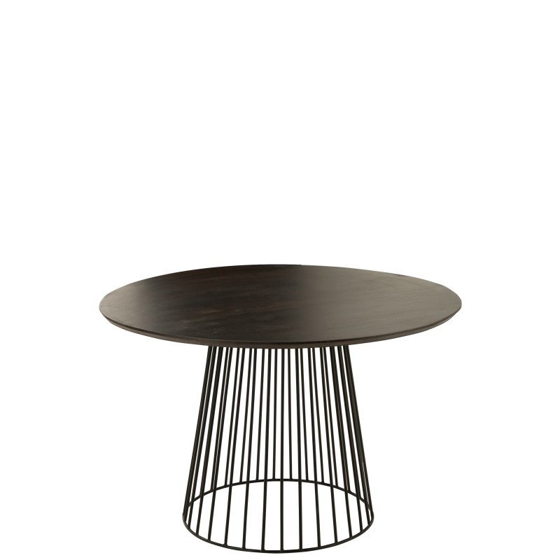 TABLE RONDE BOIS METAL NATUREL NOIR