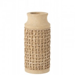 Vase rond en ciment sable naturel 15x32cm