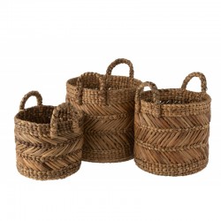 Conjunto de 3 cestas tejidas en rafia natural de 27 a 47 cm de diámetro