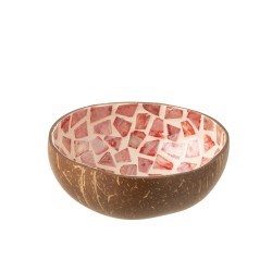 Bol noix de coco en bois rose 14x14x6 cm