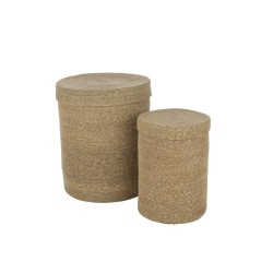 Set 2 paniers hauts en bois naturel 38x38x46 cm