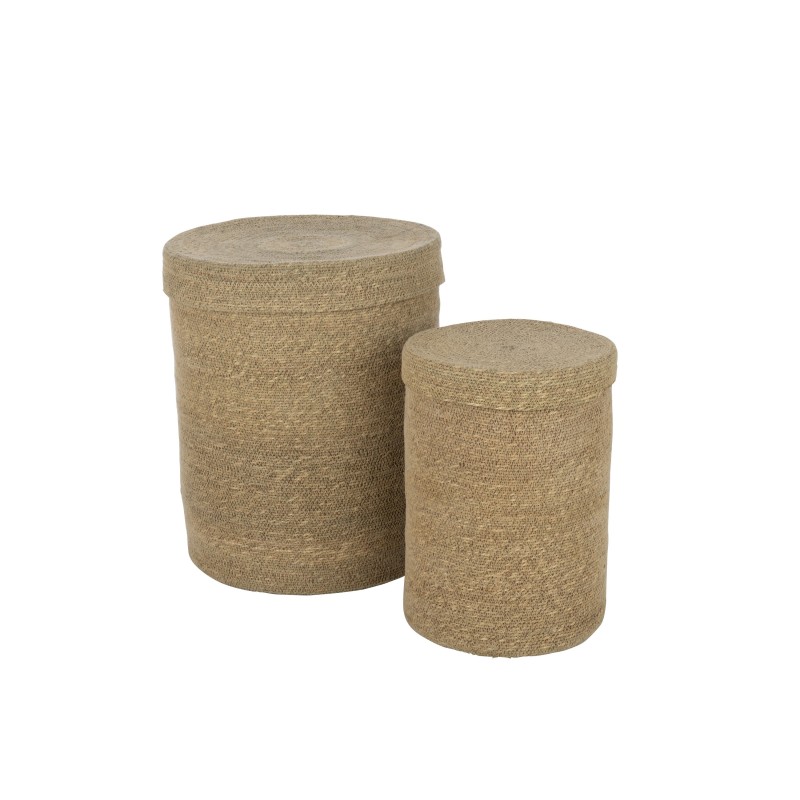 Set 2 paniers hauts en bois naturel 38x38x46 cm