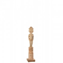 Figura africana de pie en madera natural de 14x14x67 cm