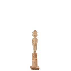 Personaje africano de pie en madera natural 14x14x67 cm