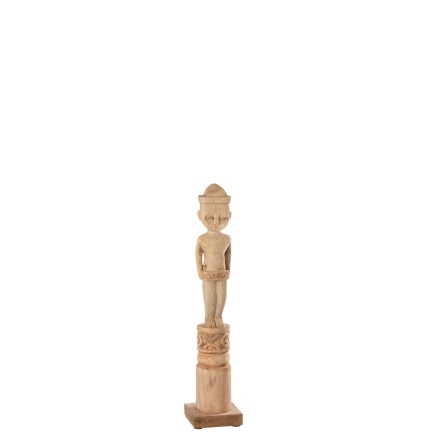 Personaje africano de pie en madera natural 14x14x67 cm