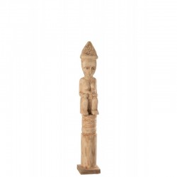 Personaje africano de pie en madera natural 14x14x89 cm