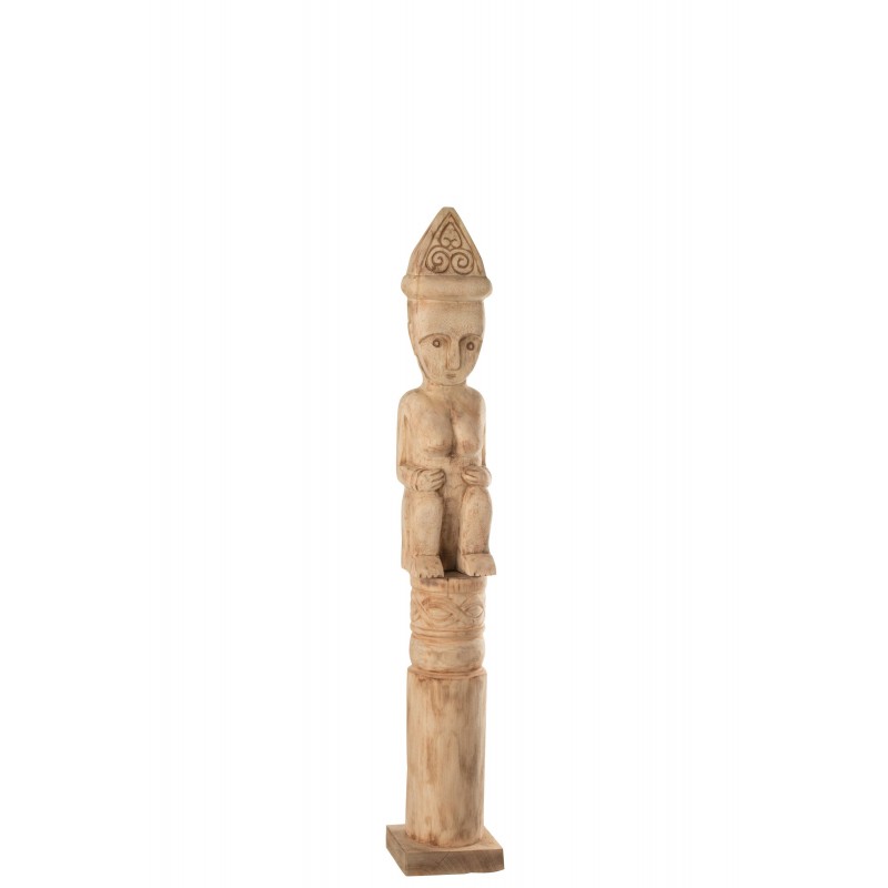 Personaje africano de pie en madera natural 14x14x89 cm