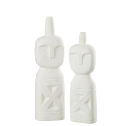 SET 2 PERSONNAGES AFRICAIN SCULPTE BOIS BLANC