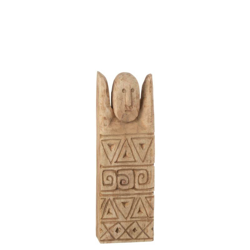 Personnage africain sculpté en bois naturel 16x7x46 cm