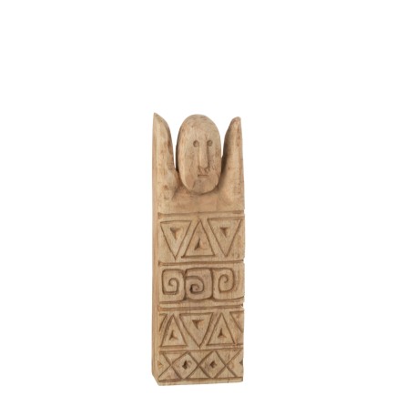 Personaje africano tallado en madera natural 16x7x46 cm