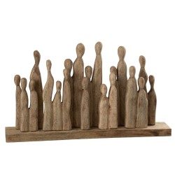Grupo de personas de madera natural 62x11x36 cm