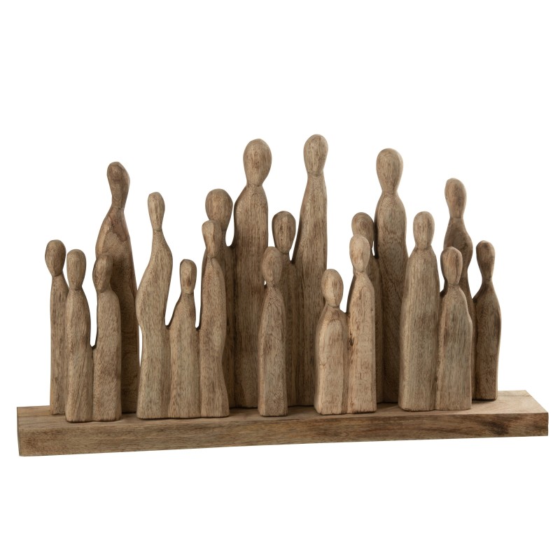 Groupe de personnes en bois naturel 62x11x36 cm