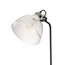Lámpara de pie de acero negro y vidrio transparente L41*l29*H156cm