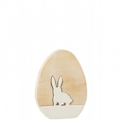 Oeuf synthétiquezzle avec lapin en bois blanc 19x14x3 cm