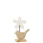 Oiseau avec fleur en bois blanc 12x6x20 cm Oiseau avec fleur en bois blanc 12x6x20 cm