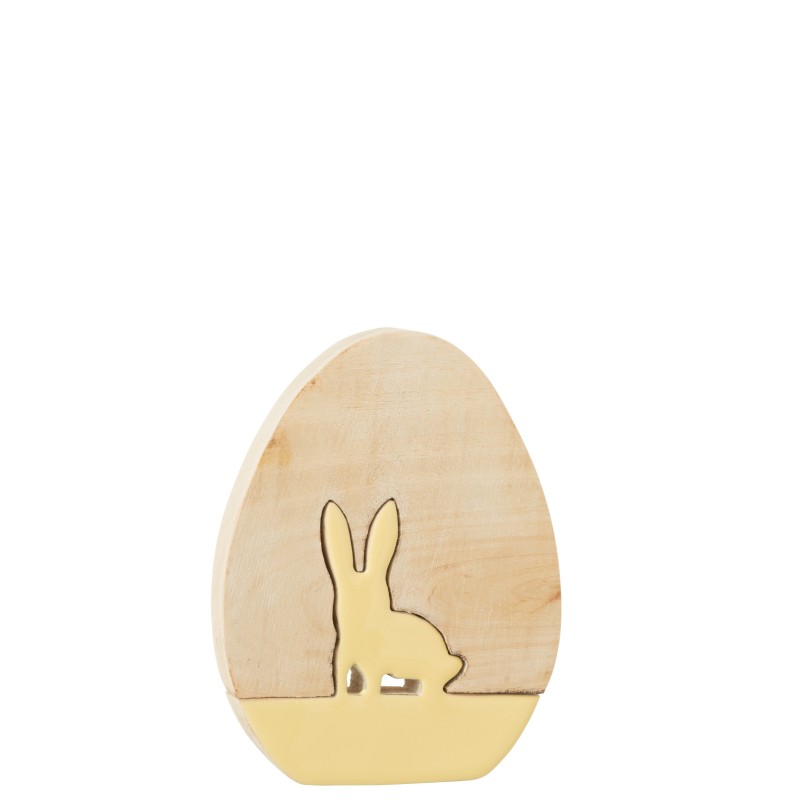 Ovo sintético com coelho de madeira amarelo 19x13x3 cm Ovo sintético com coelho de madeira amarelo 19x13x3 cm