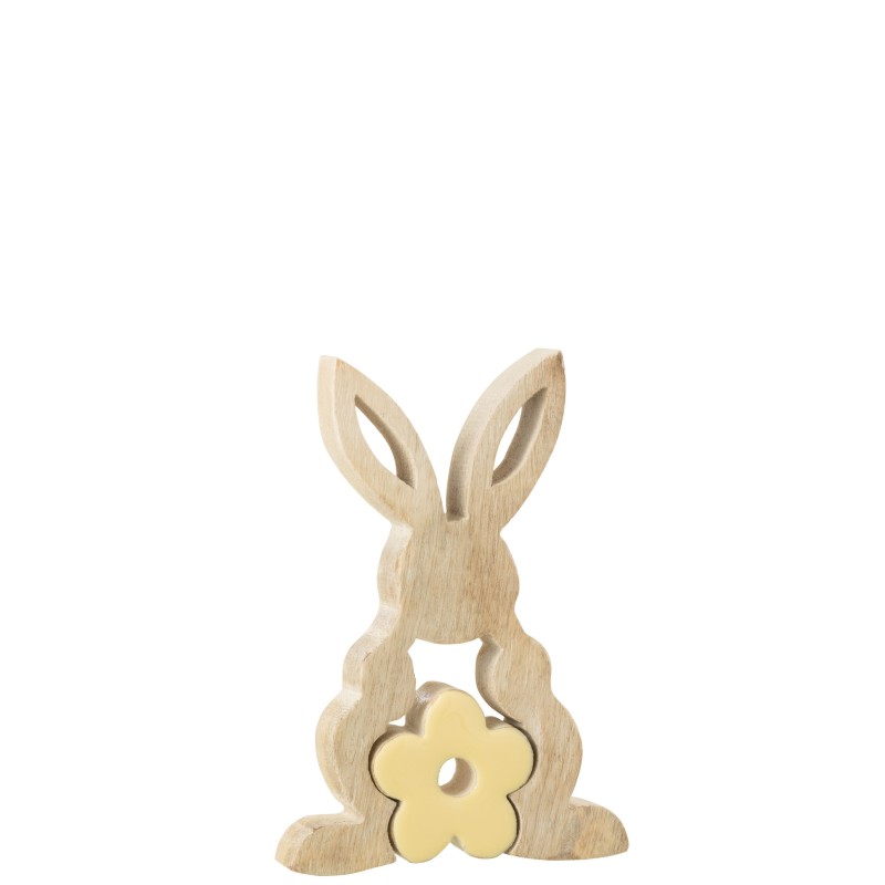 Puzzle de coelho em madeira amarela 18 x 12 x 3 cm Puzzle de coelho em madeira amarela 18 x 12 x 3 cm