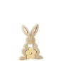 Puzzle de coelho em madeira amarela 18 x 12 x 3 cm Puzzle de coelho em madeira amarela 18 x 12 x 3 cm