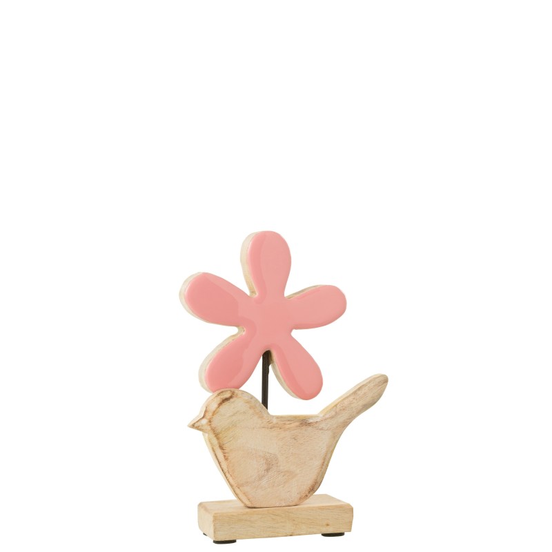 Pássaro com flor em madeira rosa 12x5x20 cm Pássaro com flor em madeira rosa 12x5x20 cm