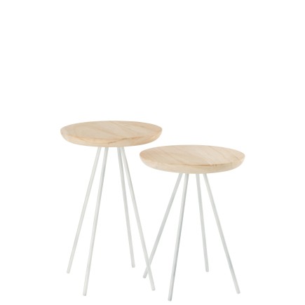 Set de 2 tables en bois naturel 34x34x53 cm