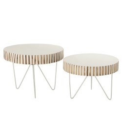 Set de 2 tables en bois blanc 48x48x37 cm