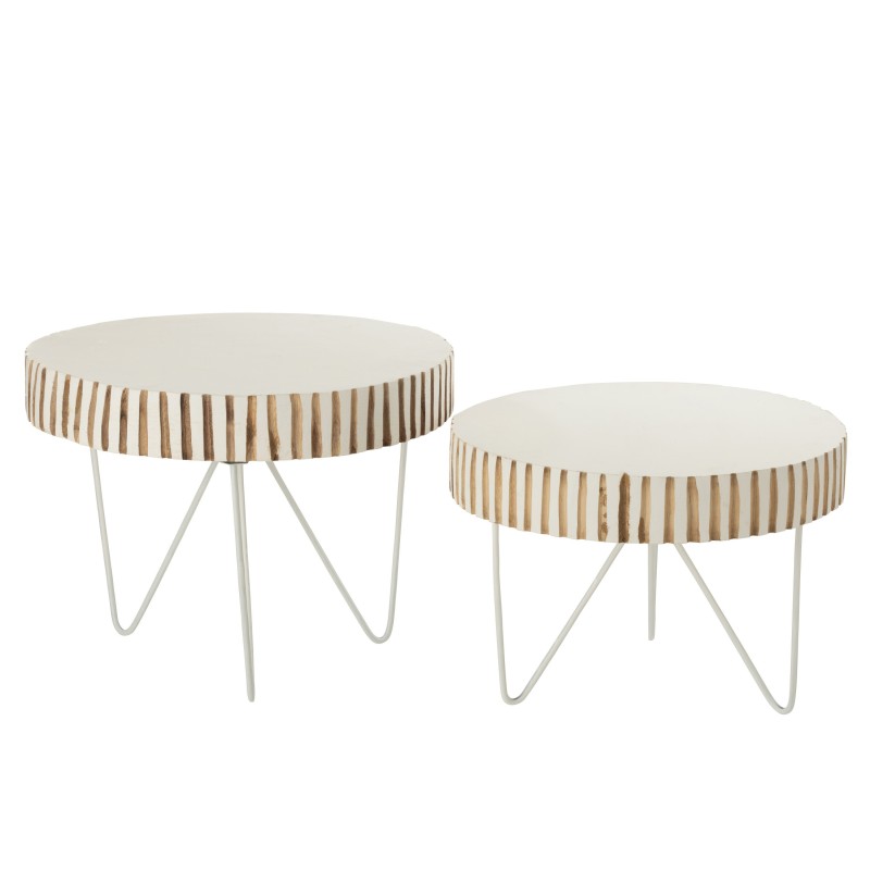 Set de 2 tables en bois blanc 48x48x37 cm