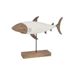 Tiburón de madera blanca 39x8x30 cm