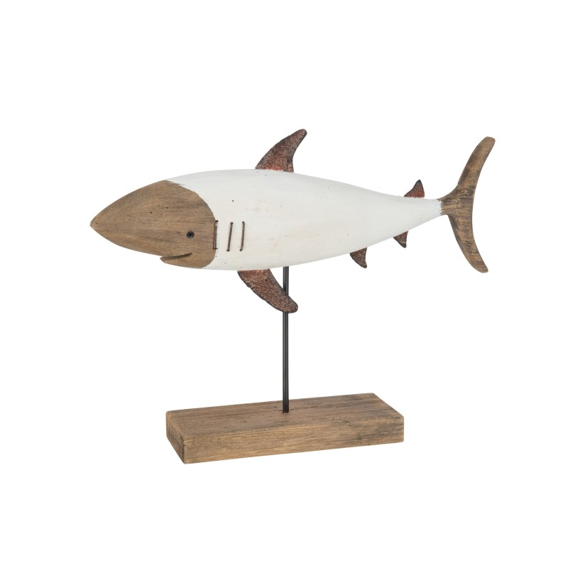 Tiburón de madera blanca 39x8x30 cm