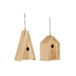 Lot de 2 nichoirs en raphia naturel 16x10x38 cm
