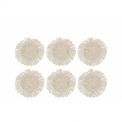 Set de 6 sous-verres en coton beige 14x14x1 cm