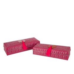 Set de 2 boites gigognes en aluminium rose 11x28x7 cm