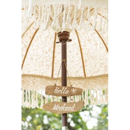 Set de 2 pancartes en bois naturel 30x5x20 cm