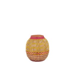 Vase tressé en bois multicouleur 23x23x27 cm