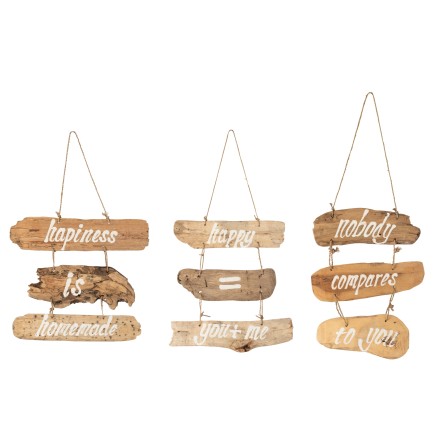 Lot de 3 pancartes en bois avec écriture L30*l5*H35cm