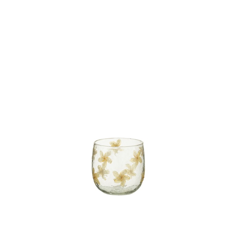 Photophore avec fleurs en verre multicouleur 8x8x9 cm Photophore avec fleurs en verre multicouleur 8x8x9 cm