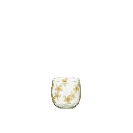 Photophore avec fleurs en verre multicouleur 8x8x9 cm