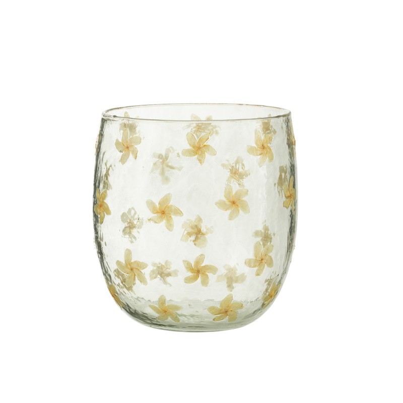 Photophore avec fleurs en verre multicouleur 19x19x20 cm Photophore avec fleurs en verre multicouleur 19x19x20 cm