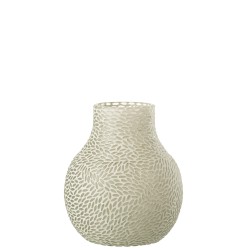 Vase avec mosaïques en verre blanc 17x17x22 cm
