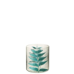 Vase avec feuille en verre multicouleur 15x15x16 cm