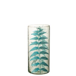 Vase avec feuille en verre multicouleur 14x14x30 cm