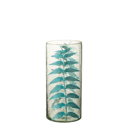 Vase avec feuille en verre multicouleur 14x14x30 cm