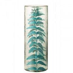 Vase avec feuille en verre multicouleur 16x16x43 cm